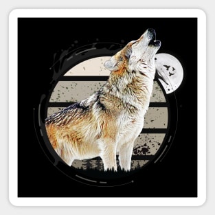 Howling Wolf During Full Moon Magnet